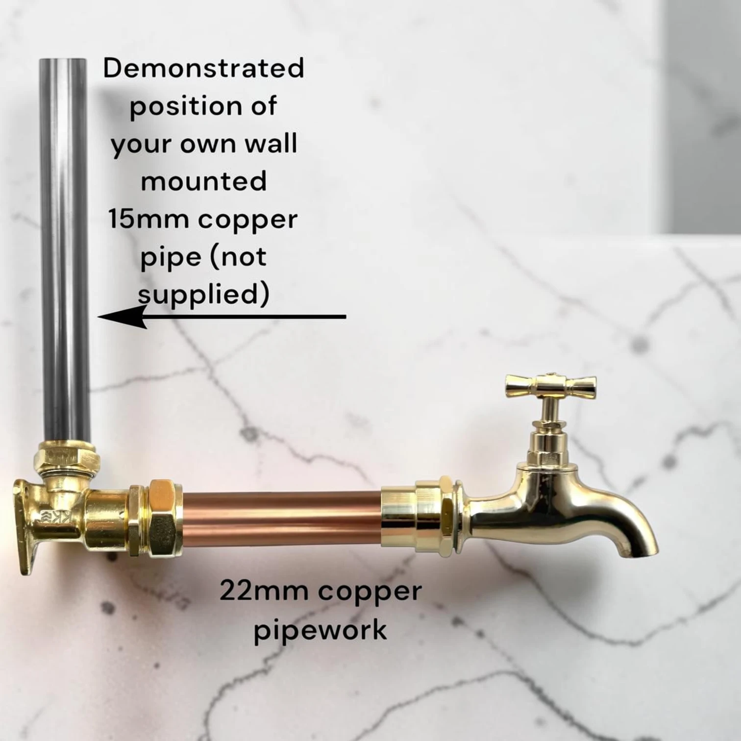 Vintage Industrial Copper & Brass Wall Mounted Tap - Crafted 22Mm Exposed Pipe Faucet - Image 4