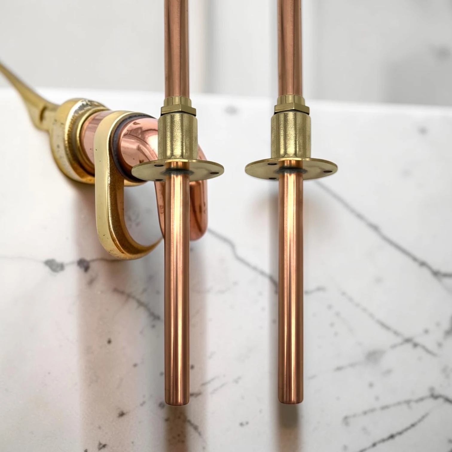 Vintage Style Solid Brass And Copper Pillar Taps - Decorative Crafted Bathroom Basin Faucets - Image 9