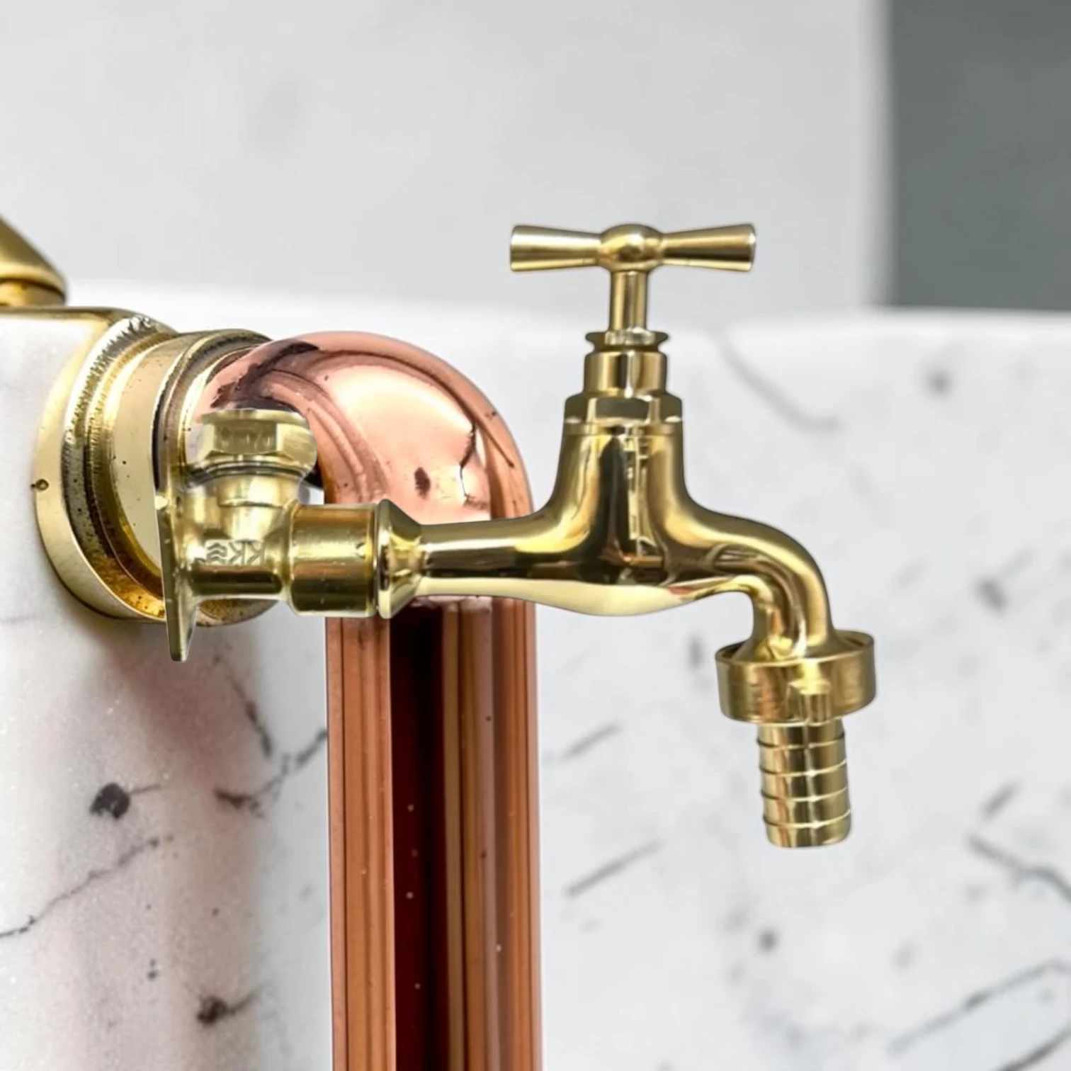 Crafted Solid Brass Wall-Mounted Faucet ?C Rustic Industrial Style For Exposed 15Mm Copper Pipework - Image 6
