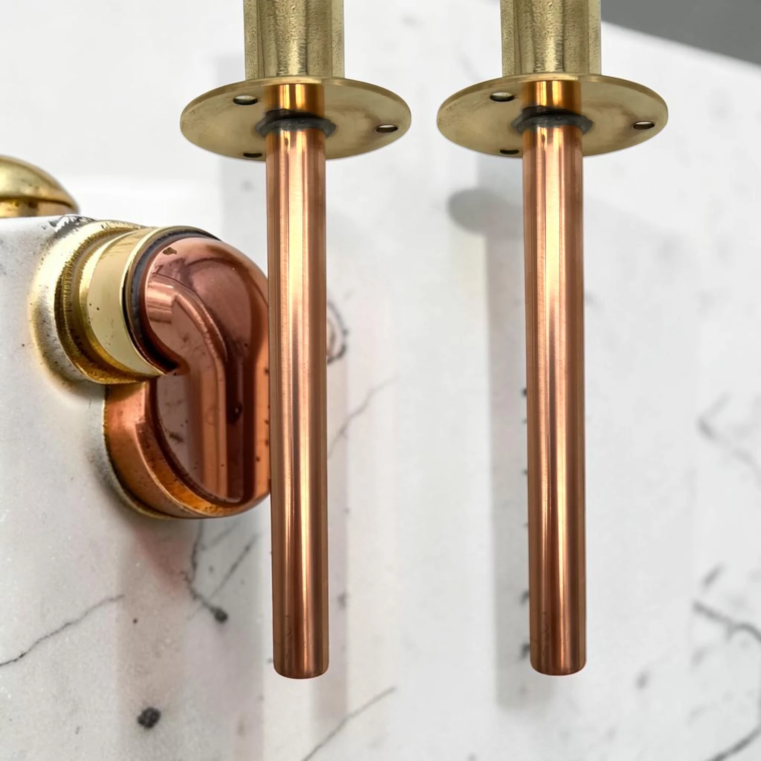 Vintage Style Solid Brass And Copper Pillar Taps - Decorative Crafted Bathroom Basin Faucets - Image 10