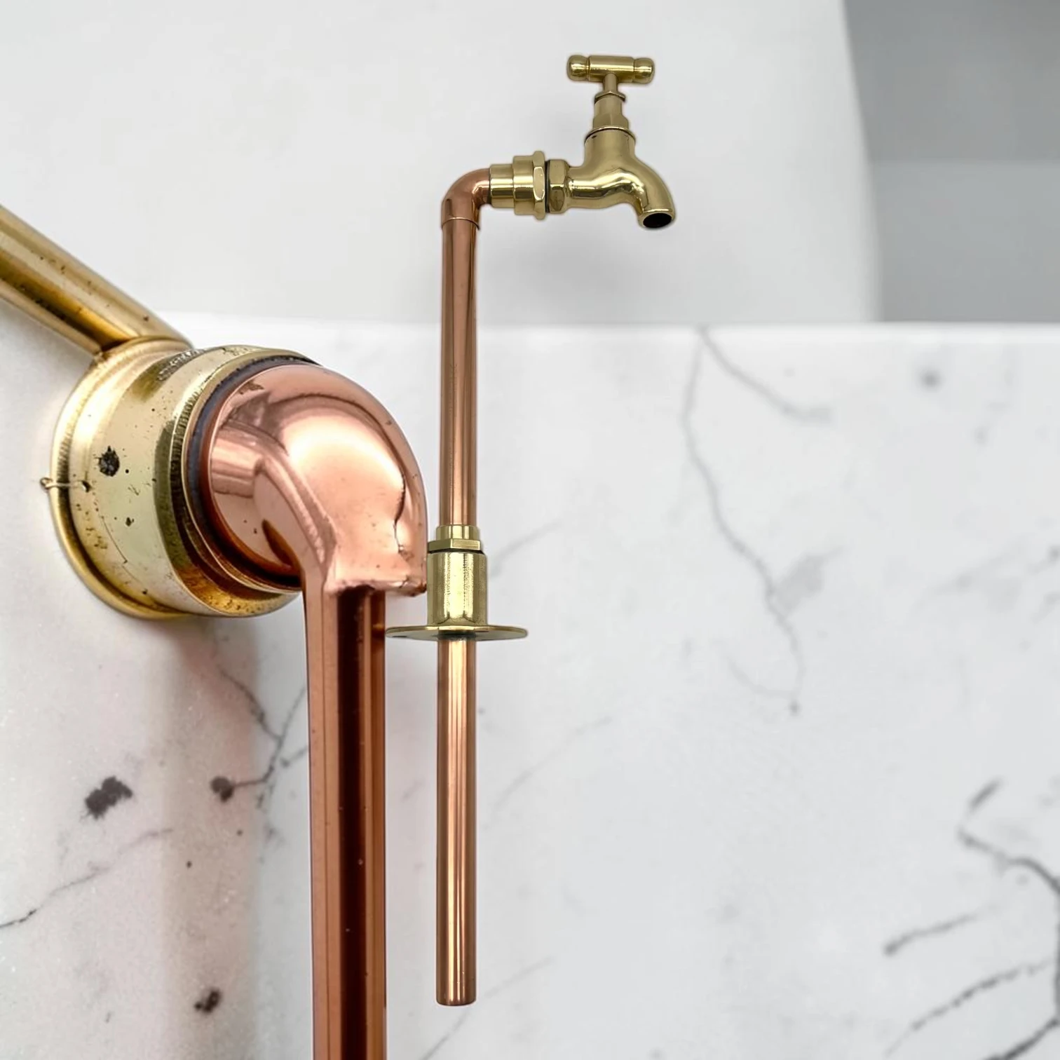 Adjustable Vintage Brass And Copper Countertop Tap For Bathroom, Cloakroom Or Camper Van - 20cm, 9cm - Image 4