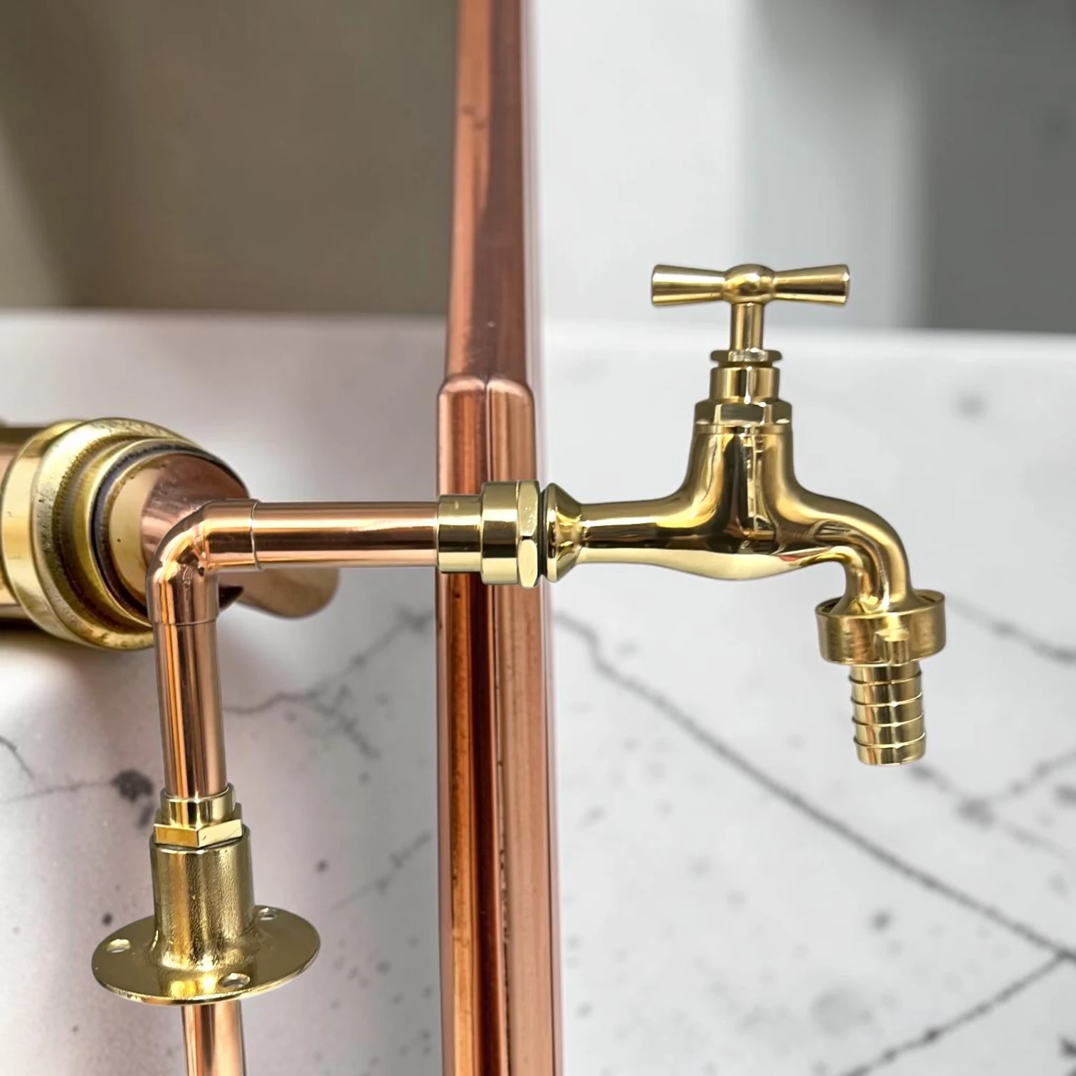Vintage Style Solid Copper & Brass Sink Faucet - Rustic Crafted Farmhouse Tap For Kitchen And Bathroom - Image 3