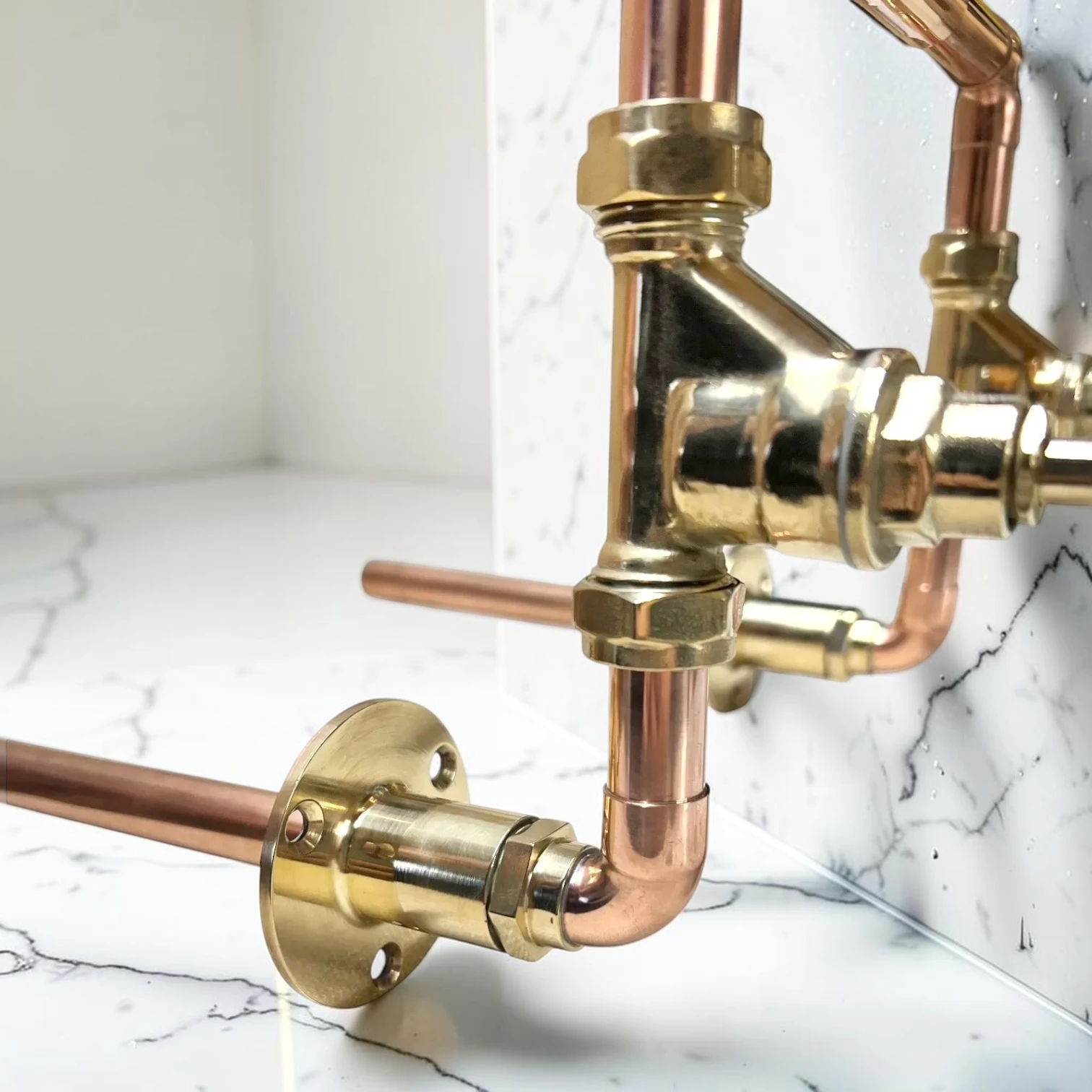 Crafted Solid Copper And Brass Wall-Mounted Kitchen Mixer Tap - Custom-Fit For Belfast Sinks - 16cm, 25cm - most popular option - Image 11