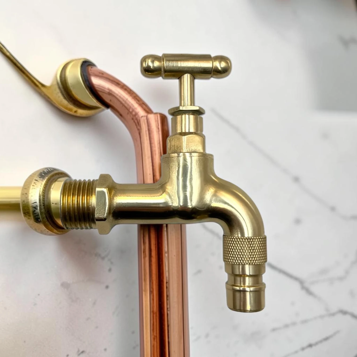 Vintage Style Wall-Mounted Copper And Brass Tap Set For Cloakroom And Camper Van - Image 8