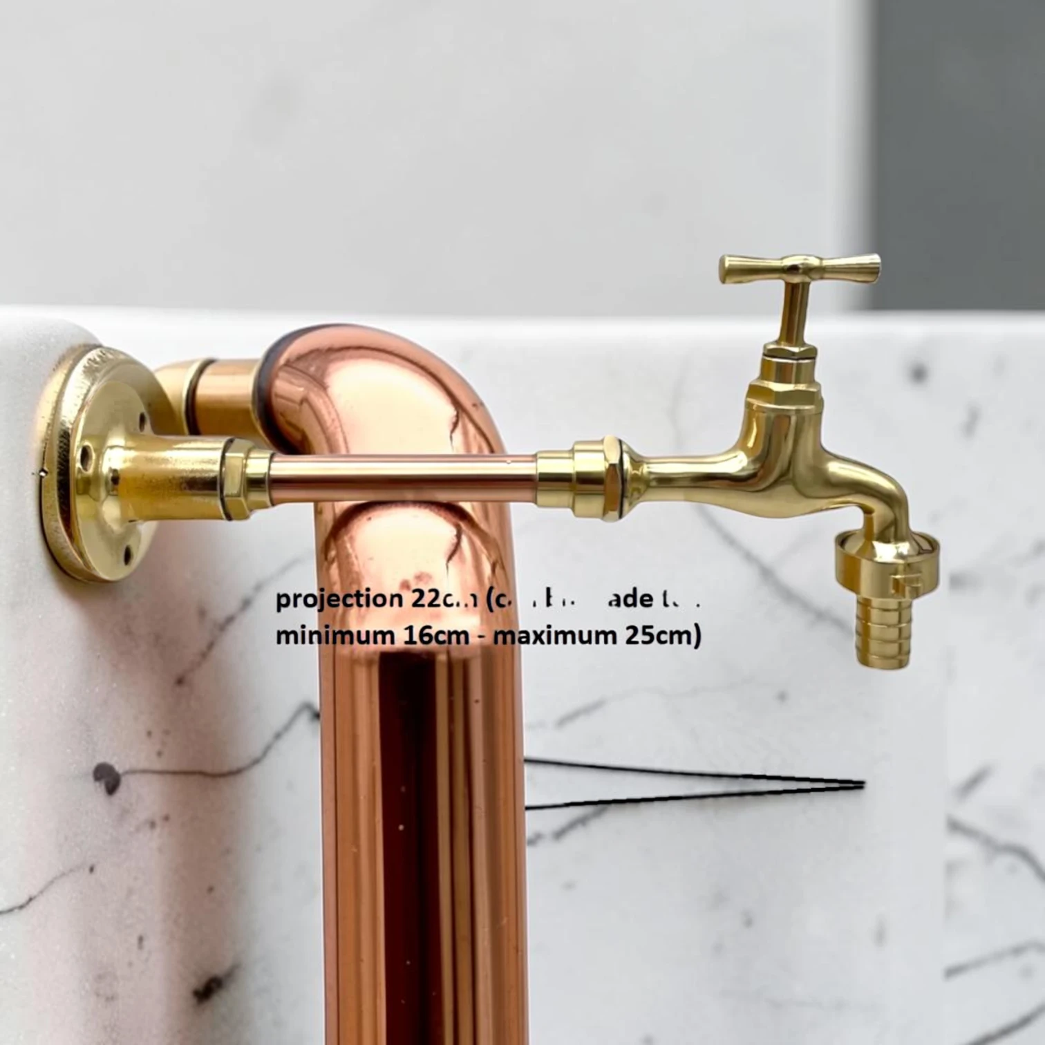 Crafted Vintage Wall-Mounted Copper And Brass Taps - Rustic Industrial Style - Image 3