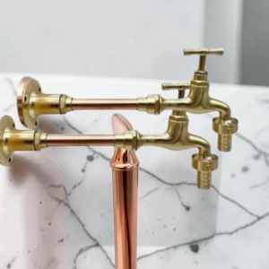 Adjustable Crafted Brass And Copper Wall-Mounted Taps - Available in multiple sizes To Measure Faucet Set