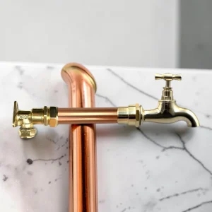 Vintage Industrial Copper & Brass Wall Mounted Tap - Crafted 22Mm Exposed Pipe Faucet