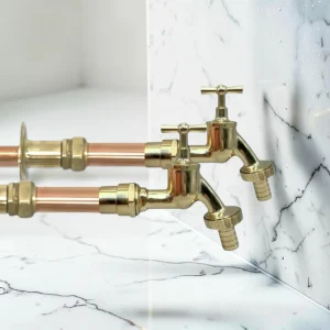 Adjustable Vintage Copper & Brass Wall-Mounted Taps - Custom Heritage Style