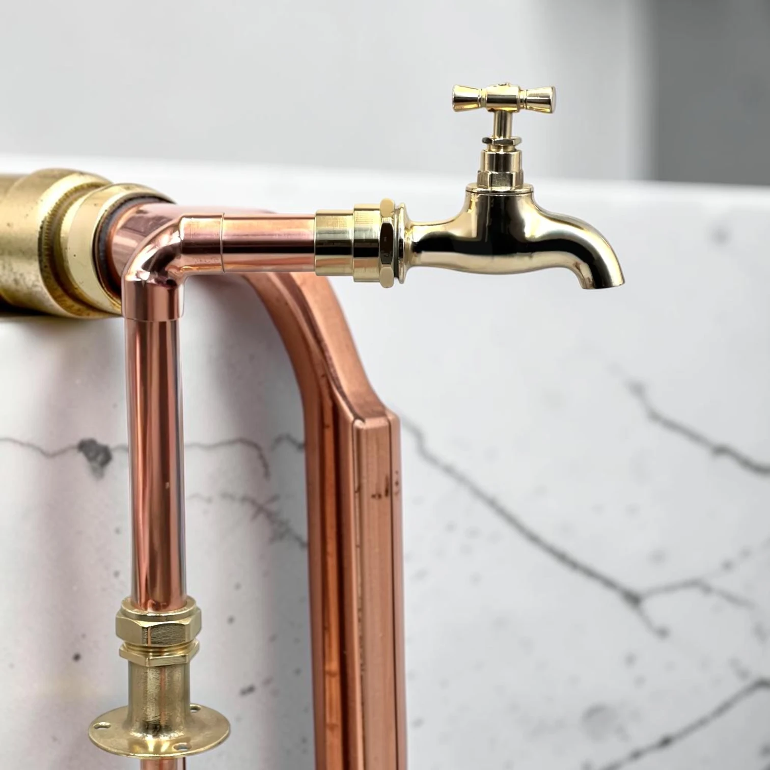 Adjustable Available In Multiple Sizes Crafted Copper And Brass Vintage Kitchen Tap - 27cm, 24cm - Image 2