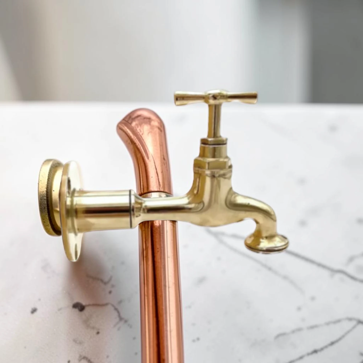 Crafted Vintage Brass Wall-Mounted Faucet ?C Rustic Industrial Style Tap For Kitchen And Bathroom - Image 6