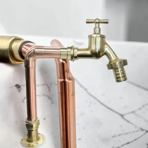 Adjustable Crafted Copper & Brass Vintage Pillar Tap - Custom Available In Multiple Sizes Rustic Faucet For Kitchen, Bathroom, Or Garden - 27cm, 24cm