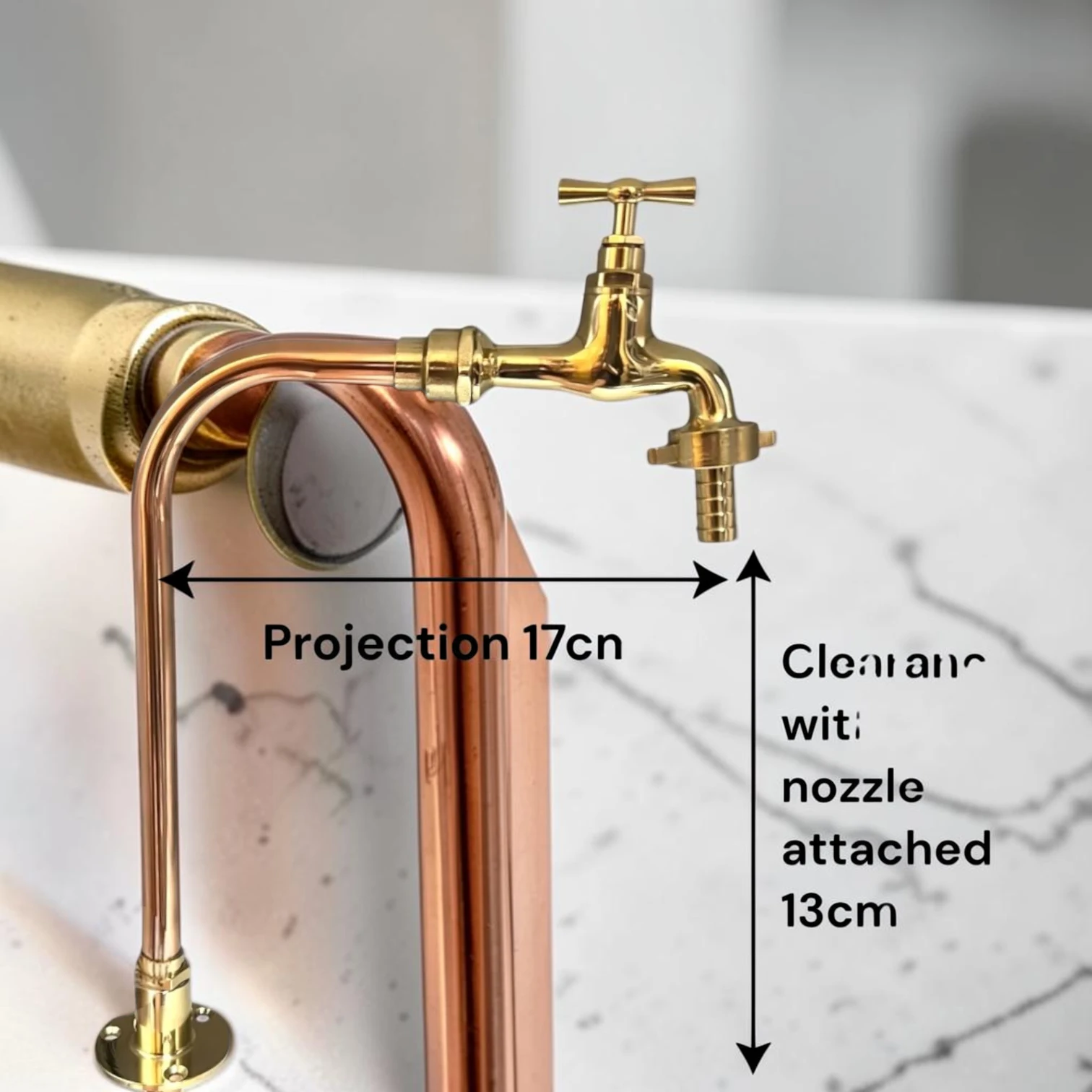 Vintage Style Solid Copper & Brass Basin Tap - Crafted Rustic Faucet For Farmhouse Kitchens & Bathrooms - Image 2