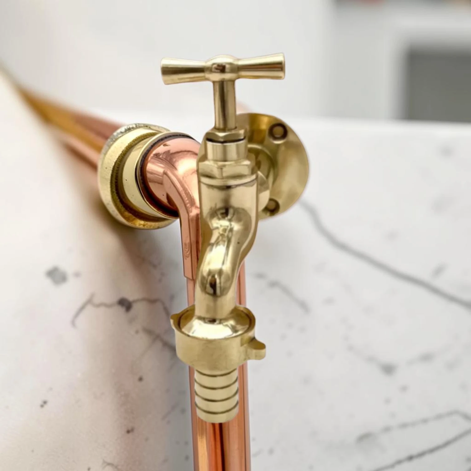 Crafted Rustic Brass Wall-Mounted Faucet Set - Vintage Industrial Style - Image 5