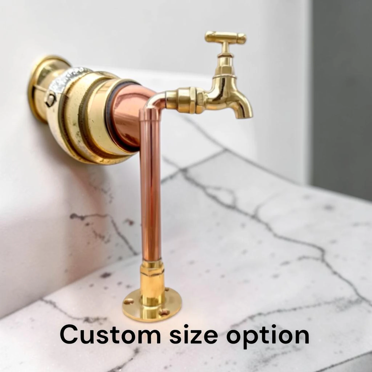 Adjustable Vintage Brass And Copper Countertop Tap For Bathroom, Cloakroom Or Camper Van - 20cm, 9cm