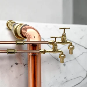 Crafted Vintage Wall-Mounted Copper And Brass Taps - Rustic Industrial Style