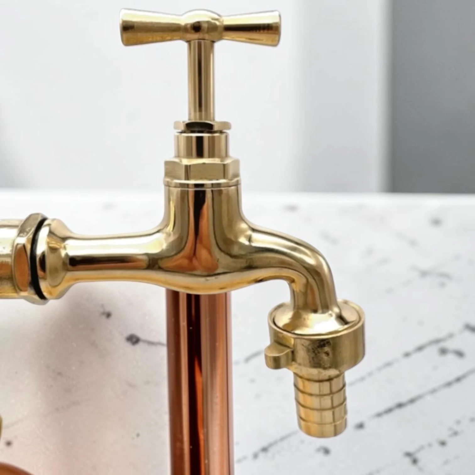 Crafted Vintage Wall-Mounted Copper And Brass Taps - Rustic Industrial Style - Image 6