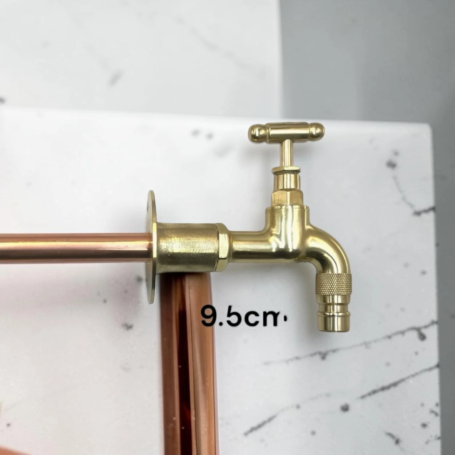 Vintage Solid Brass & Copper Wall-Mounted Utility Tap - Rustic Industrial Spigot For Cloakrooms And Outdoor Basins - Image 2