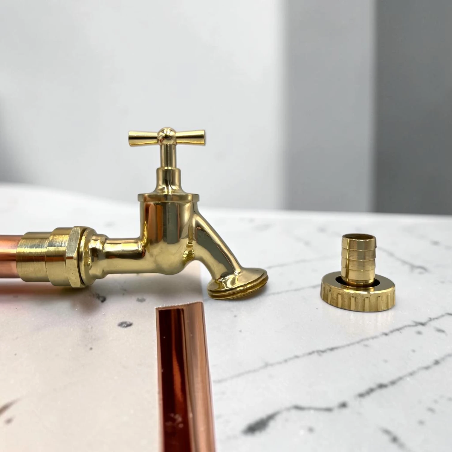 Adjustable Wall Mounted Solid Copper & Brass Kitchen Tap - Vintage Industrial Style - Image 4