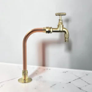 Adjustable Vintage Copper & Brass Tap - Crafted Wall-Mounted Faucet For Cloakroom, Camper Van, Or Utility Sink