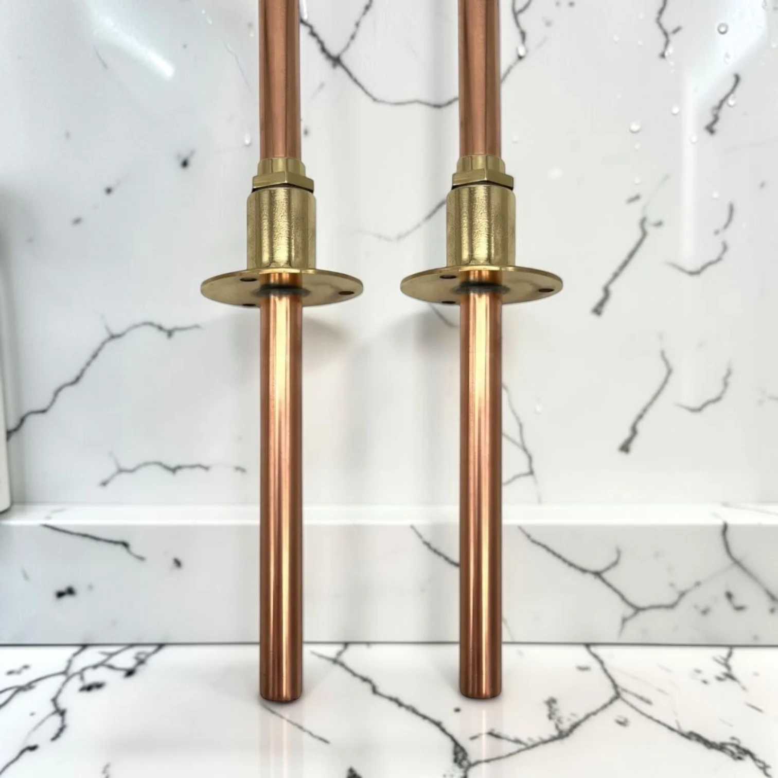 Pair Of Small Vintage Polished Brass And Copper Taps For Cloakroom, Camper Van Or Vanity - Image 6