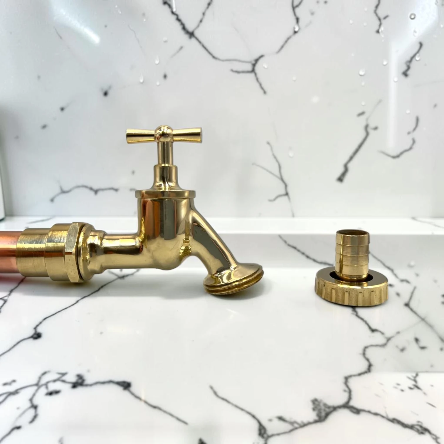 Vintage Style Solid Copper And Brass Wall-Mounted Tap Pair For Belfast Sinks - Image 4