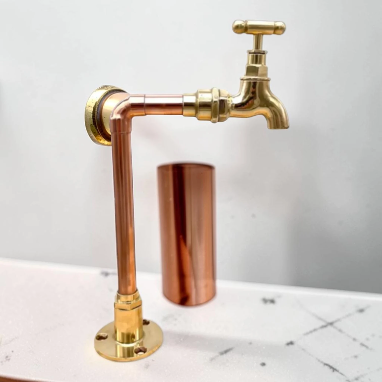 Vintage Style Solid Copper & Brass Tap For Compact Spaces, Bathrooms And Camper Vans - Image 2