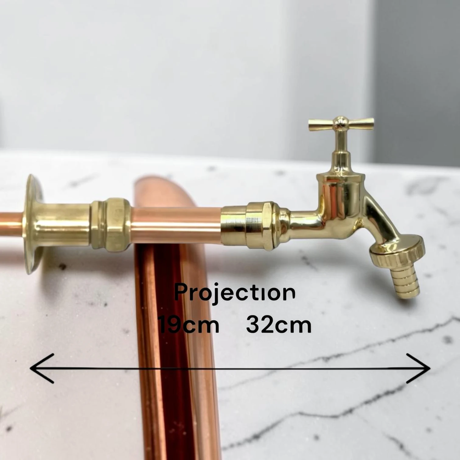 Adjustable Wall Mounted Solid Copper & Brass Kitchen Tap - Vintage Industrial Style - Image 2