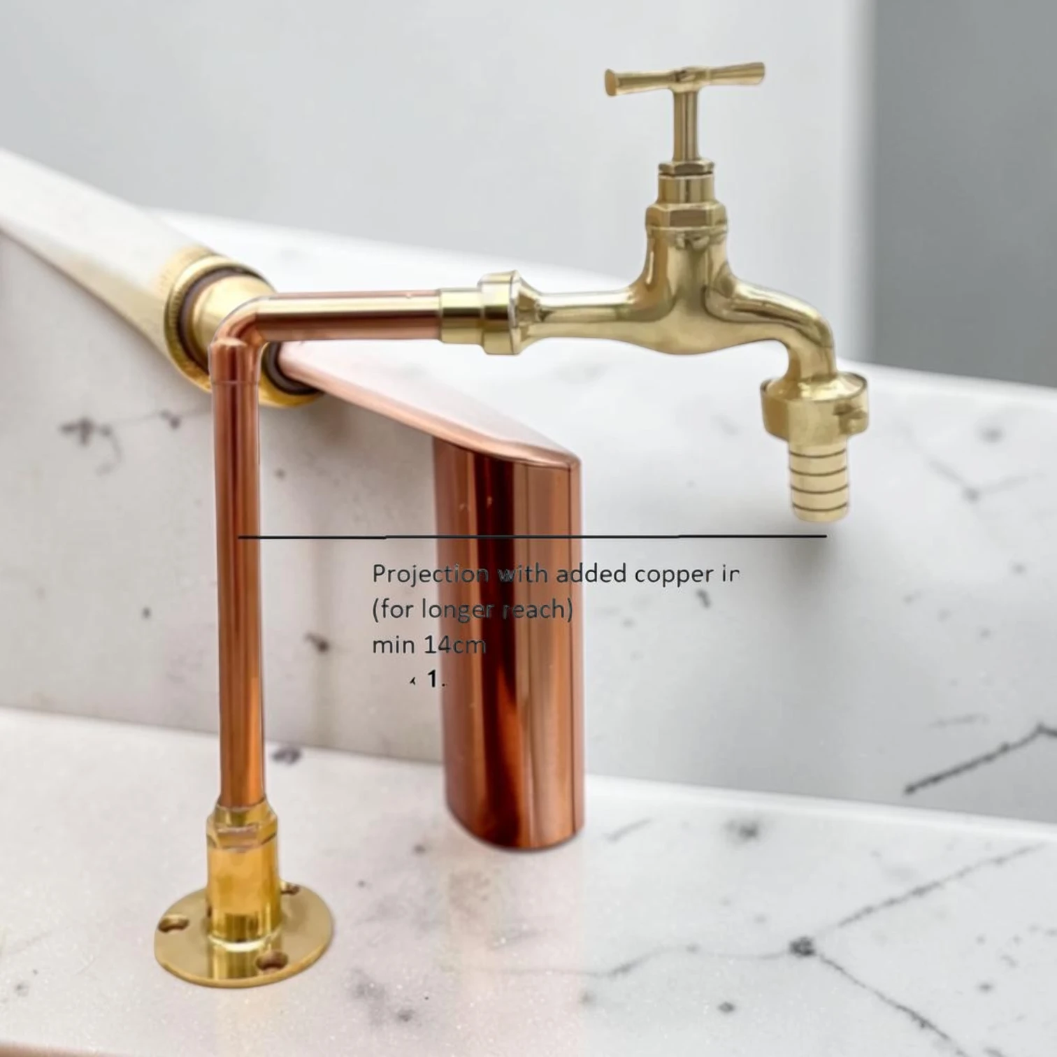 Adjustable Crafted Copper And Brass Pillar Taps - Vintage Style Custom Kitchen & Bathroom Faucet - 5cm, 12cm - Image 5