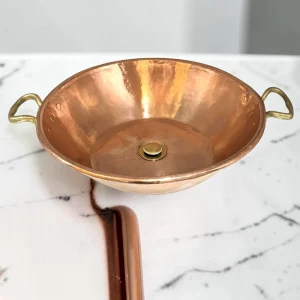 Vintage French Copper Basin Sink - Crafted 80-Year-Old genuine Roll Top Basin