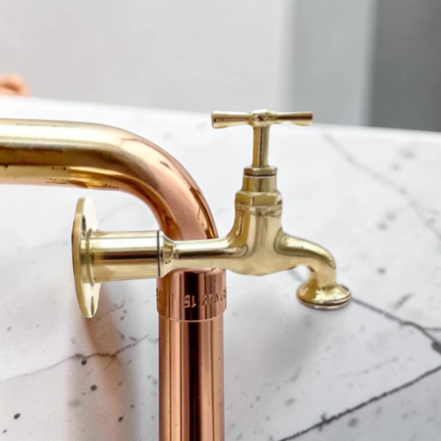 Crafted Rustic Brass Wall-Mounted Faucet Set - Vintage Industrial Style - Image 7