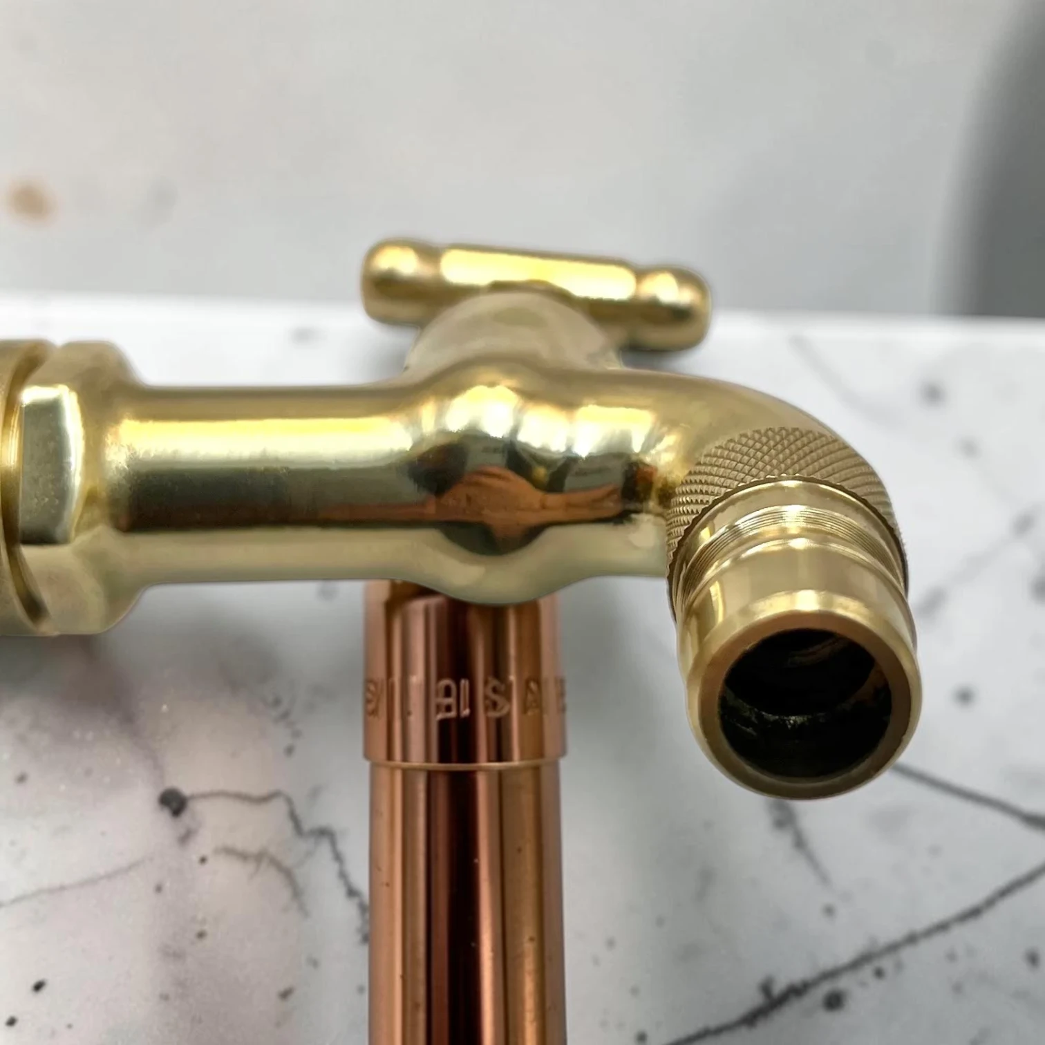 Custom Size Wall Mounted Brass And Copper Faucet Pair - Industrial Vintage Style - Image 10