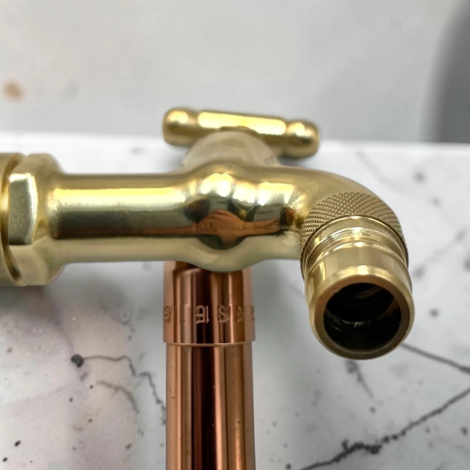 Vintage Style Solid Copper And Brass Basin Tap - Compact Rustic Faucet For Bathroom, Camper Van, And Utility Sink - Image 5