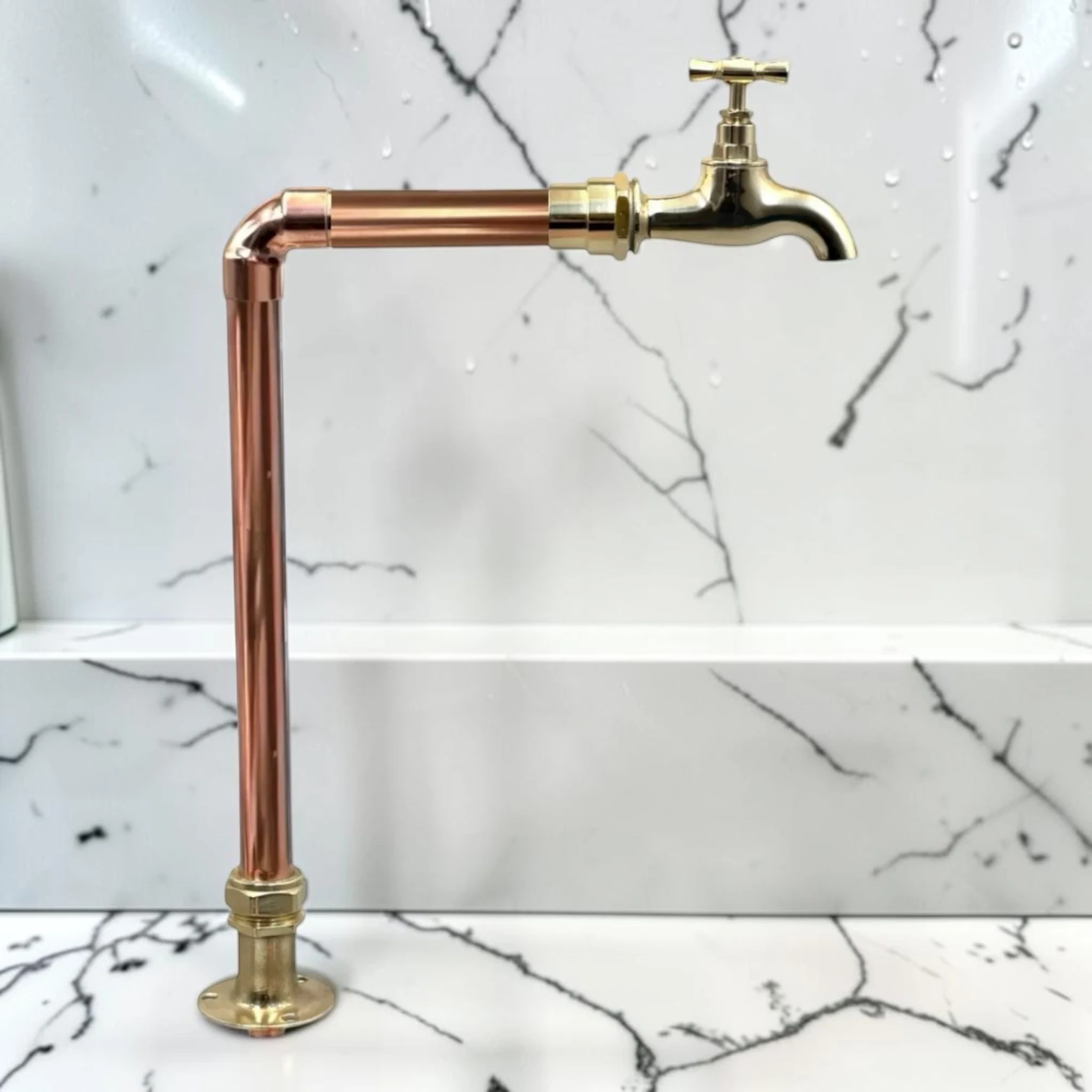 Extra Tall Adjustable Copper & Brass Rustic Kitchen Tap - Crafted Available In Multiple Sizes Vintage Faucet - 29cm, 25cm - Image 4