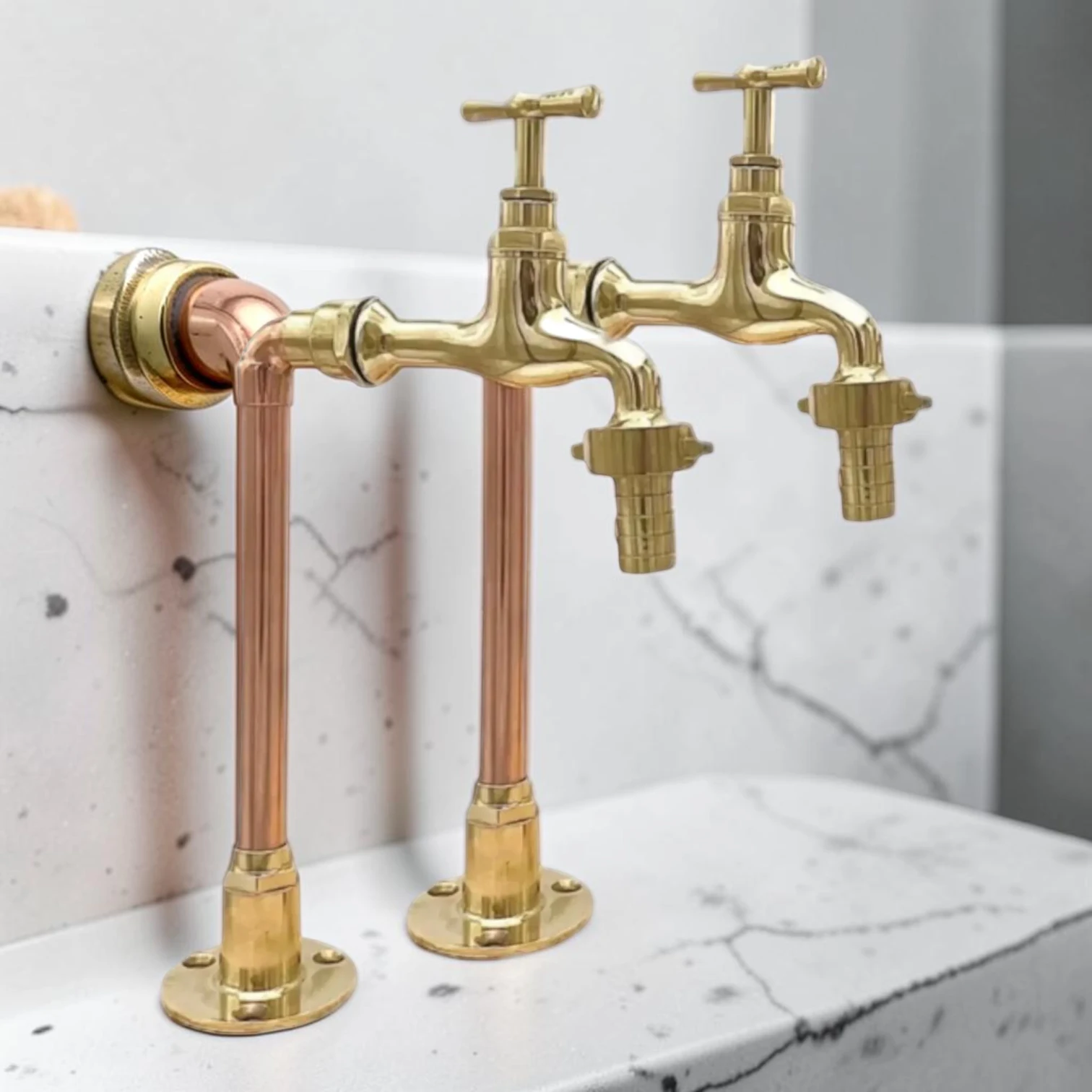Adjustable Crafted Copper And Brass Pillar Taps - Vintage Style Custom Kitchen & Bathroom Faucet - 5cm, 12cm - Image 4