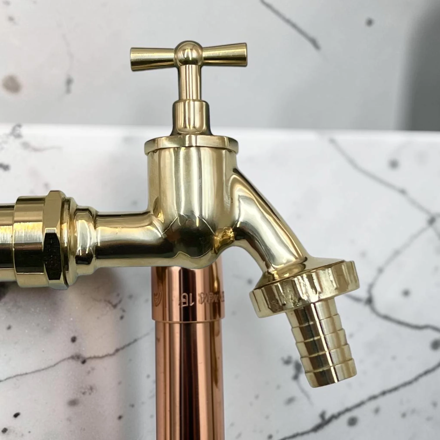 Adjustable Wall Mounted Solid Copper & Brass Kitchen Tap - Vintage Industrial Style - Image 3