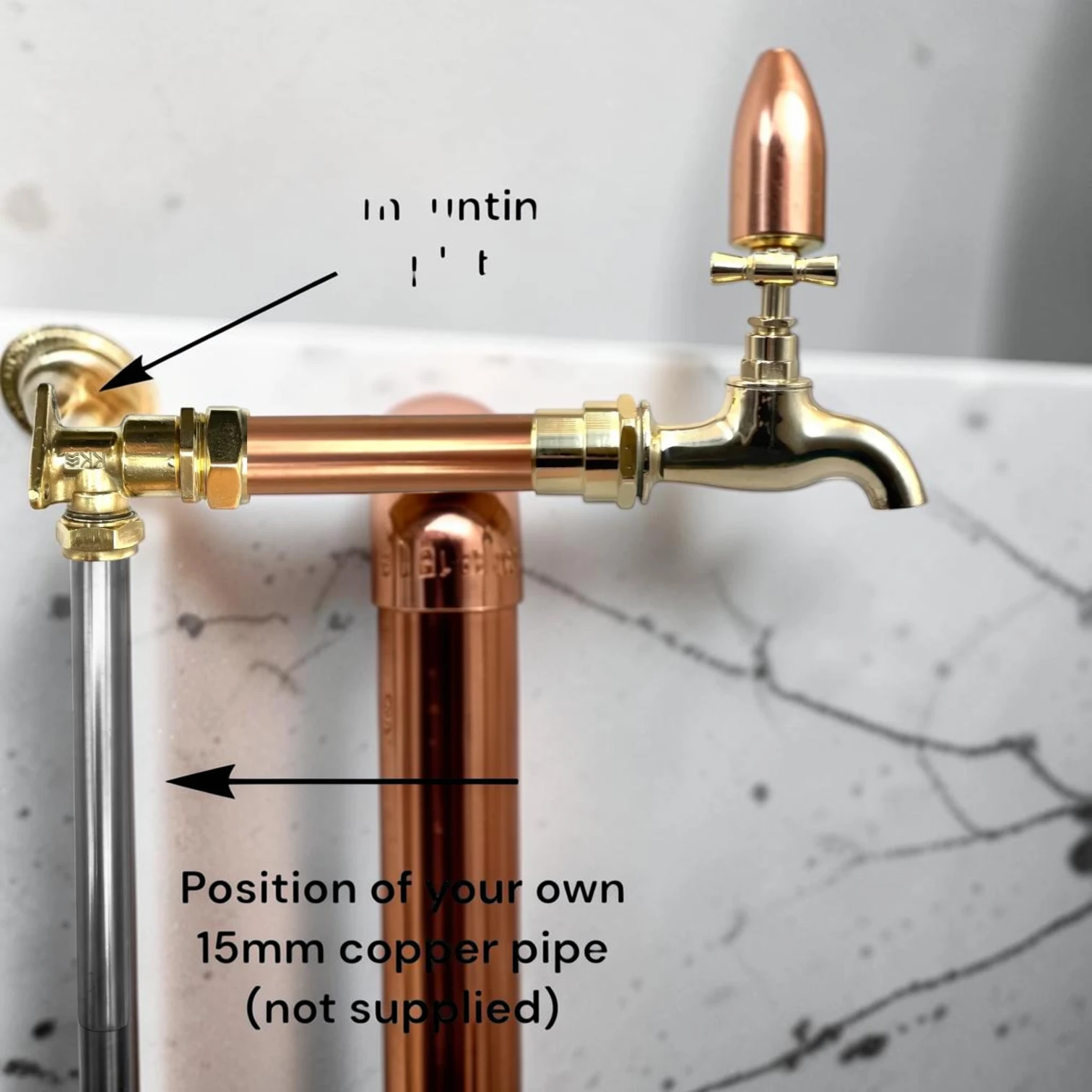 Vintage Industrial Copper & Brass Wall Mounted Tap - Crafted 22Mm Exposed Pipe Faucet - Image 5
