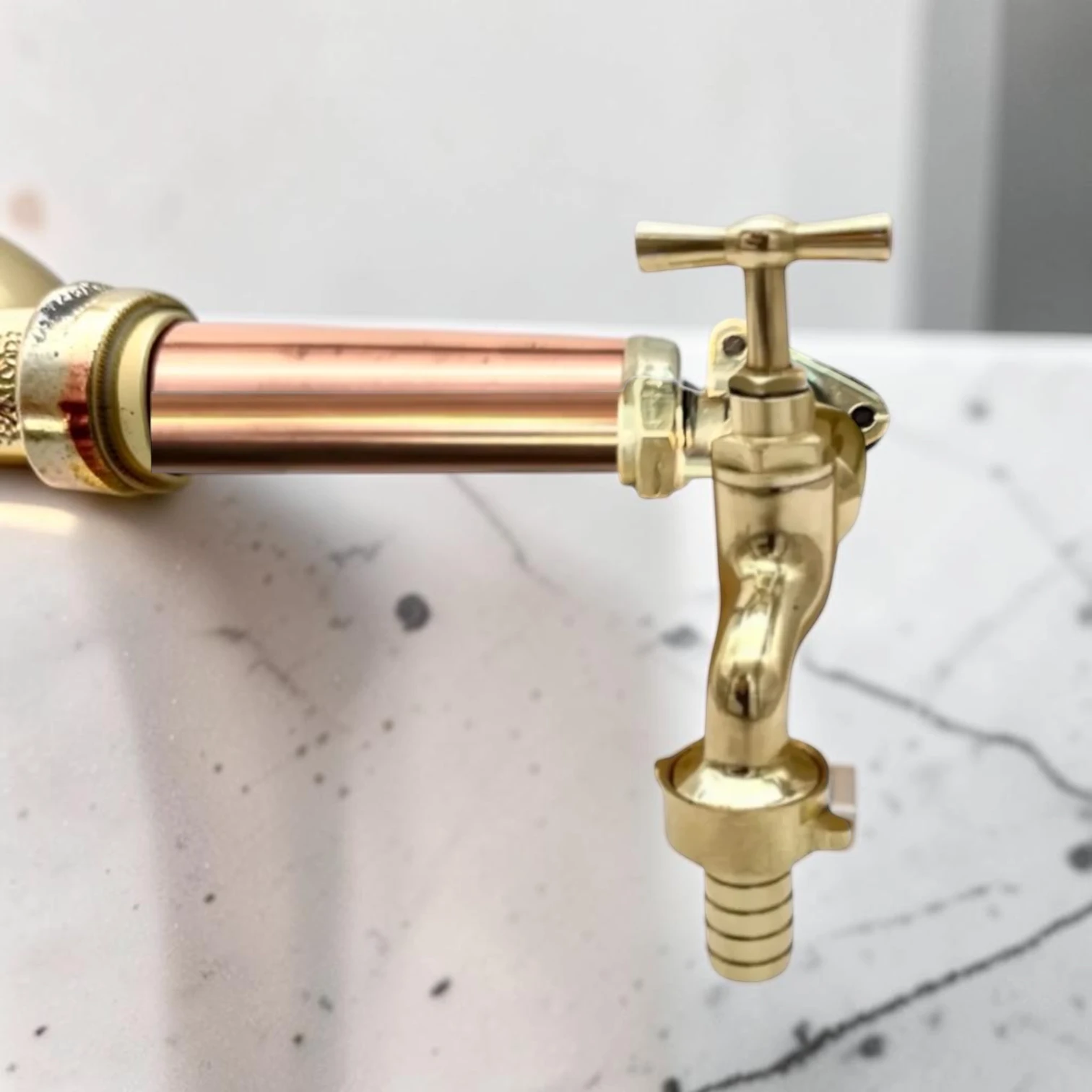 Crafted Solid Brass Wall-Mounted Faucet ?C Rustic Industrial Style For Exposed 15Mm Copper Pipework - Image 3