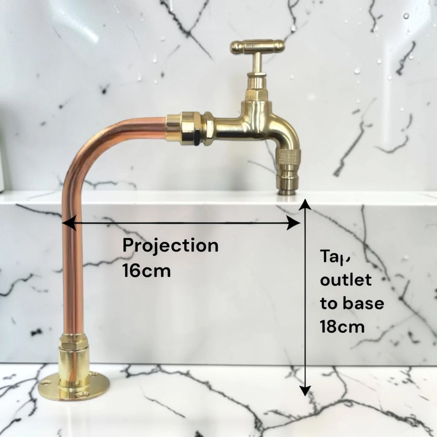 Vintage Style Solid Copper And Brass Tap For Small Basins And Utility Sinks - Image 2