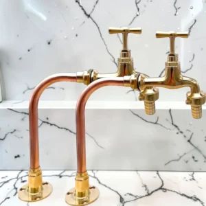 Crafted Solid Brass & Copper Vintage Kitchen Taps For Belfast Sinks