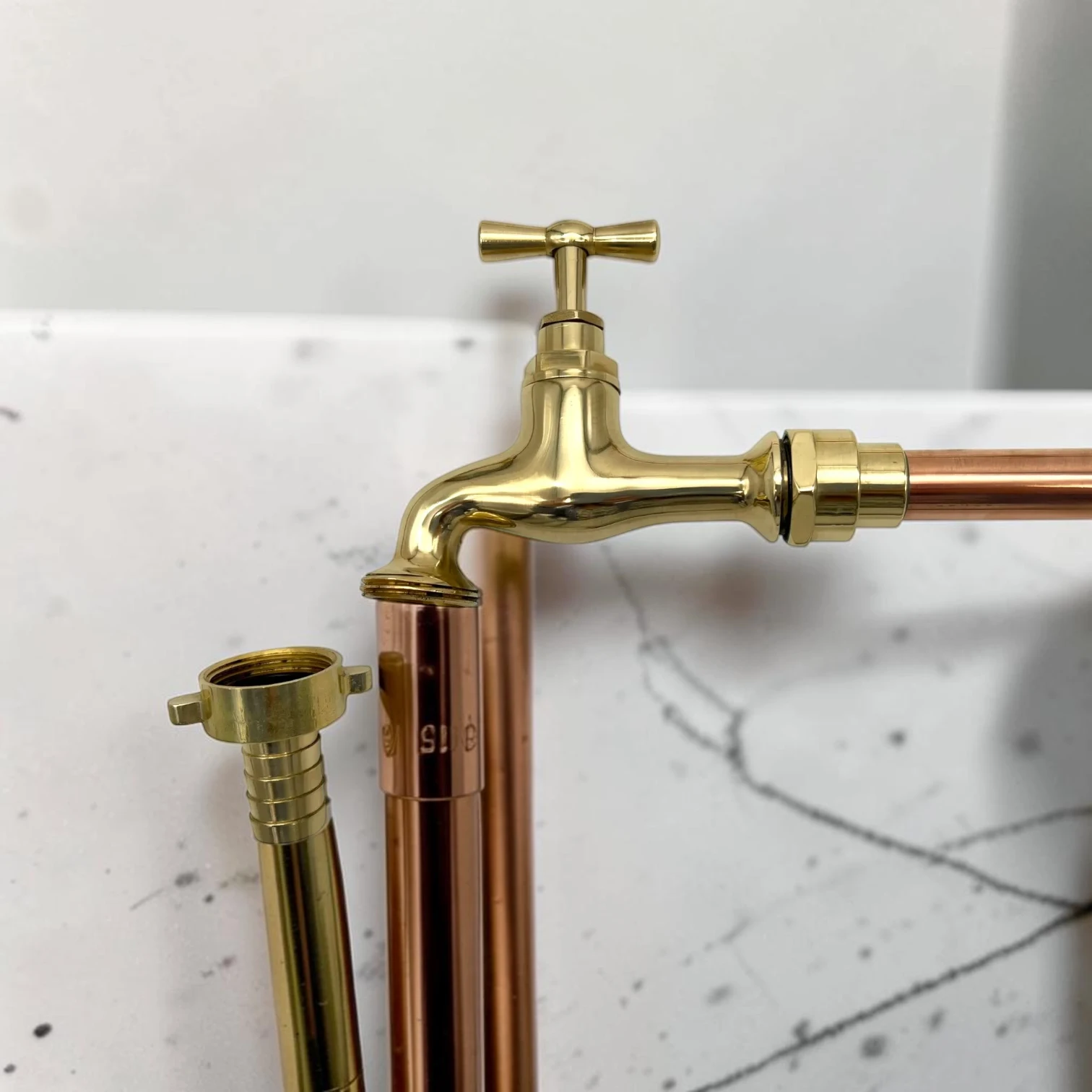 Crafted Vintage Wall-Mounted Copper And Brass Taps - Rustic Industrial Style - Image 5