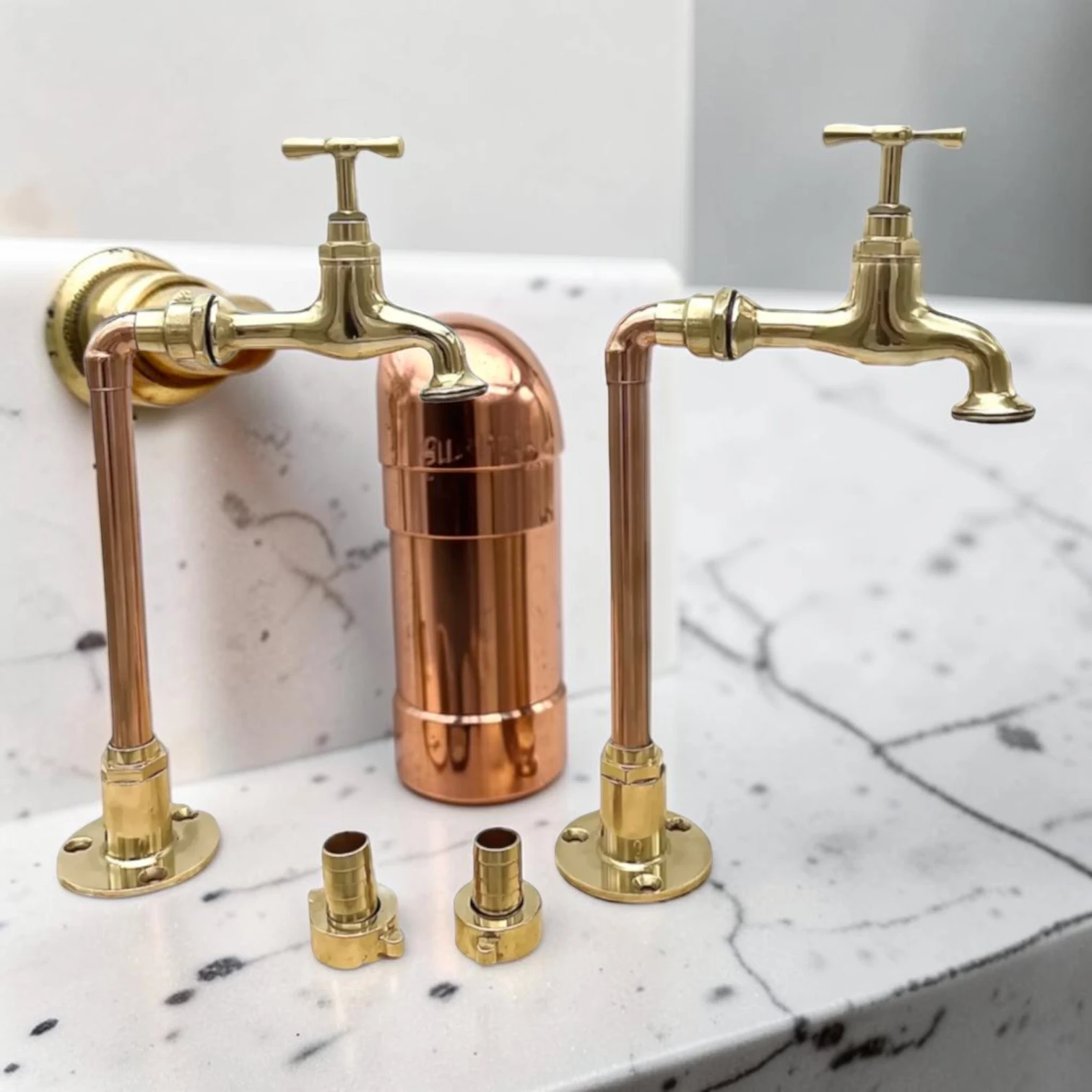 Adjustable Crafted Copper And Brass Pillar Taps - Vintage Style Custom Kitchen & Bathroom Faucet - 5cm, 12cm - Image 6