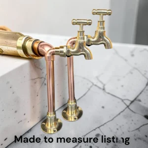 Custom Adjustable Vintage Copper And Brass Pillar Taps - Rustic Industrial Style - 20cm, 9cm
