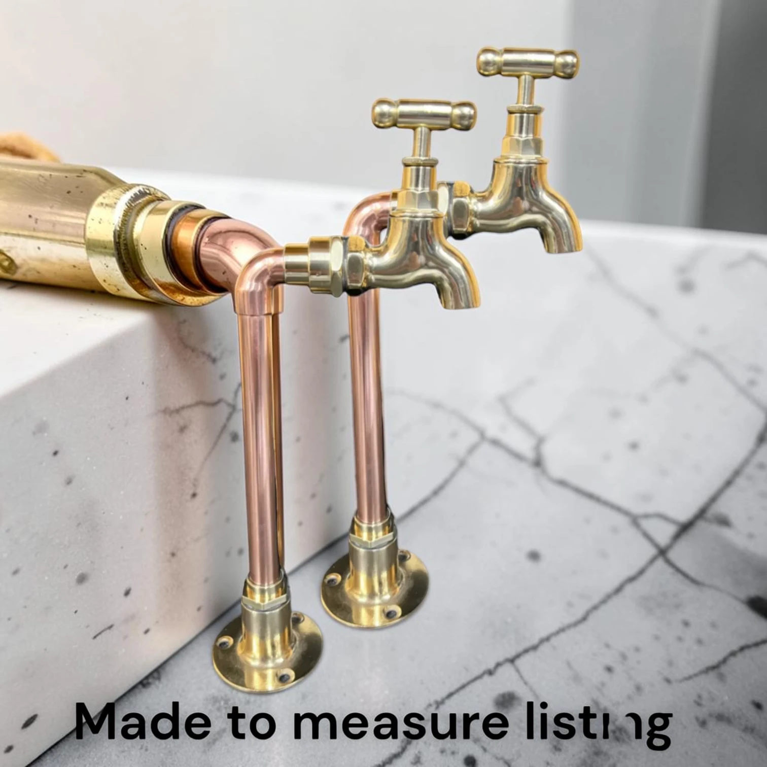 Custom Adjustable Vintage Copper And Brass Pillar Taps - Rustic Industrial Style - 20cm, 9cm