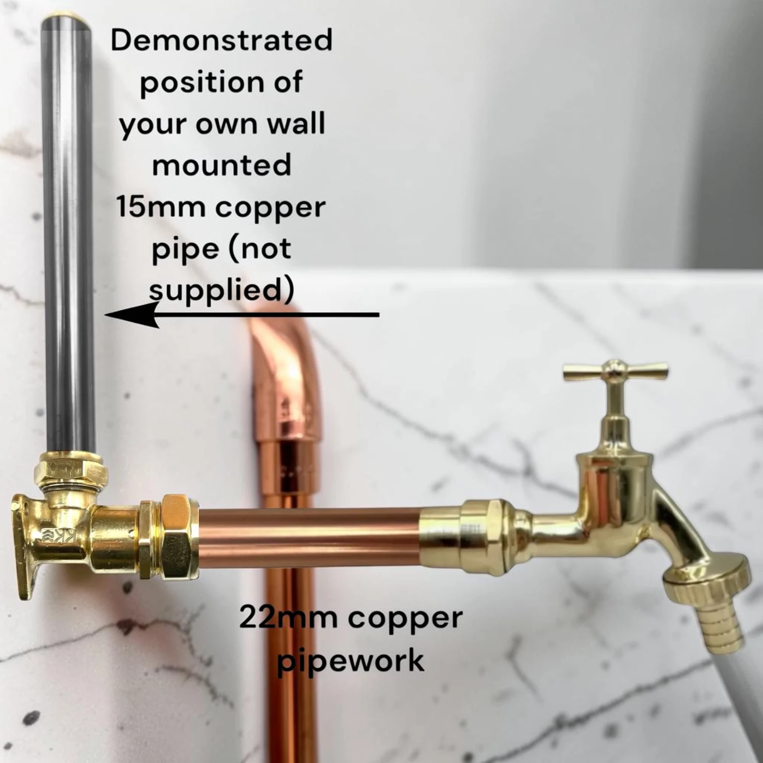 Industrial Copper And Brass Wall-Mounted Tap - Surface Mounted Pipe Installation - Image 7