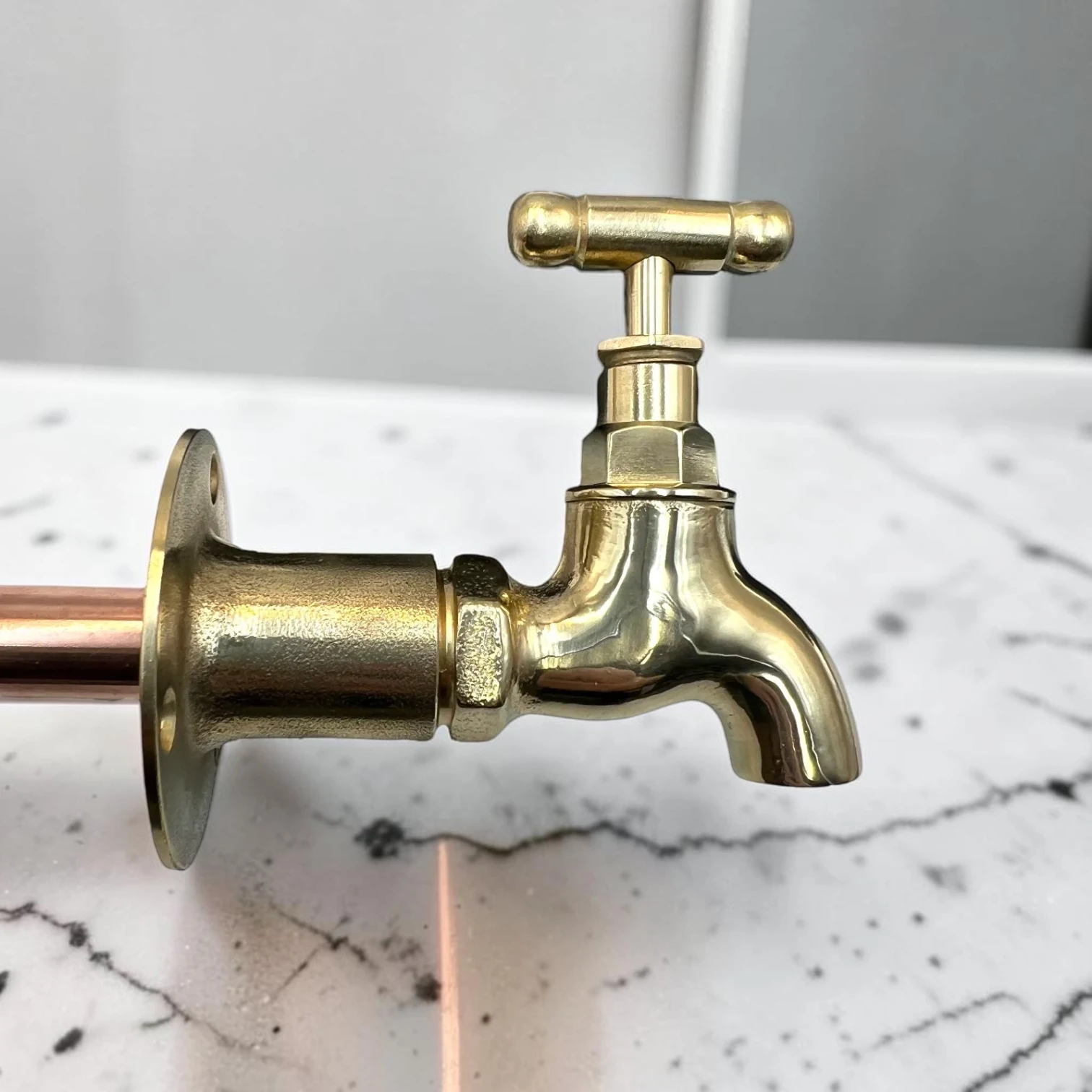 Vintage Style Brass Wall Mounted Tap - Compact Smooth Texture Faucet For Cloakrooms, Van Conversions & Outdoor Sinks - Image 6