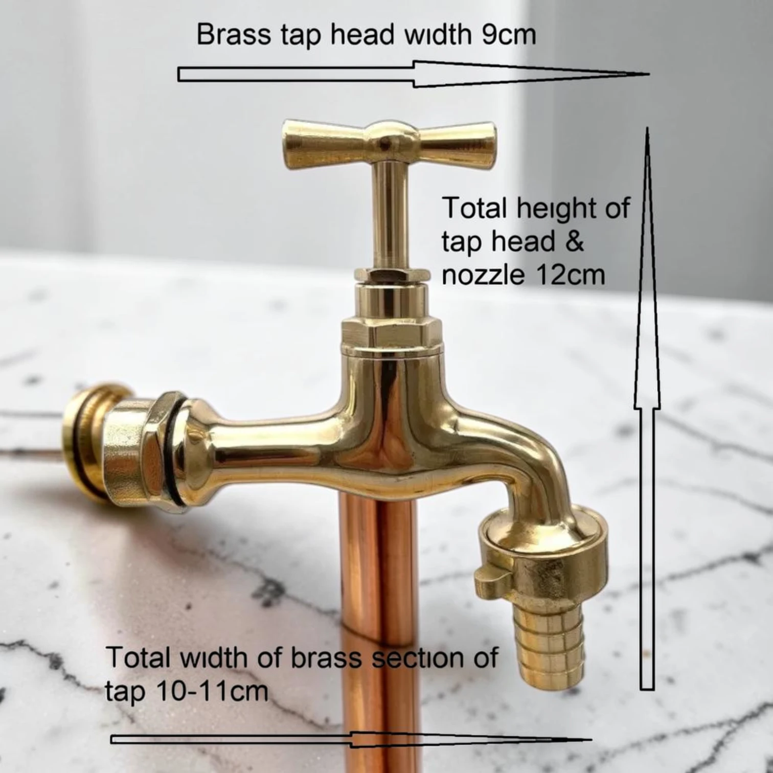 Crafted Solid Brass & Copper Wall Mounted Faucet - Vintage Rustic Style For Kitchen, Bathroom, Or Outdoor Use - Image 6