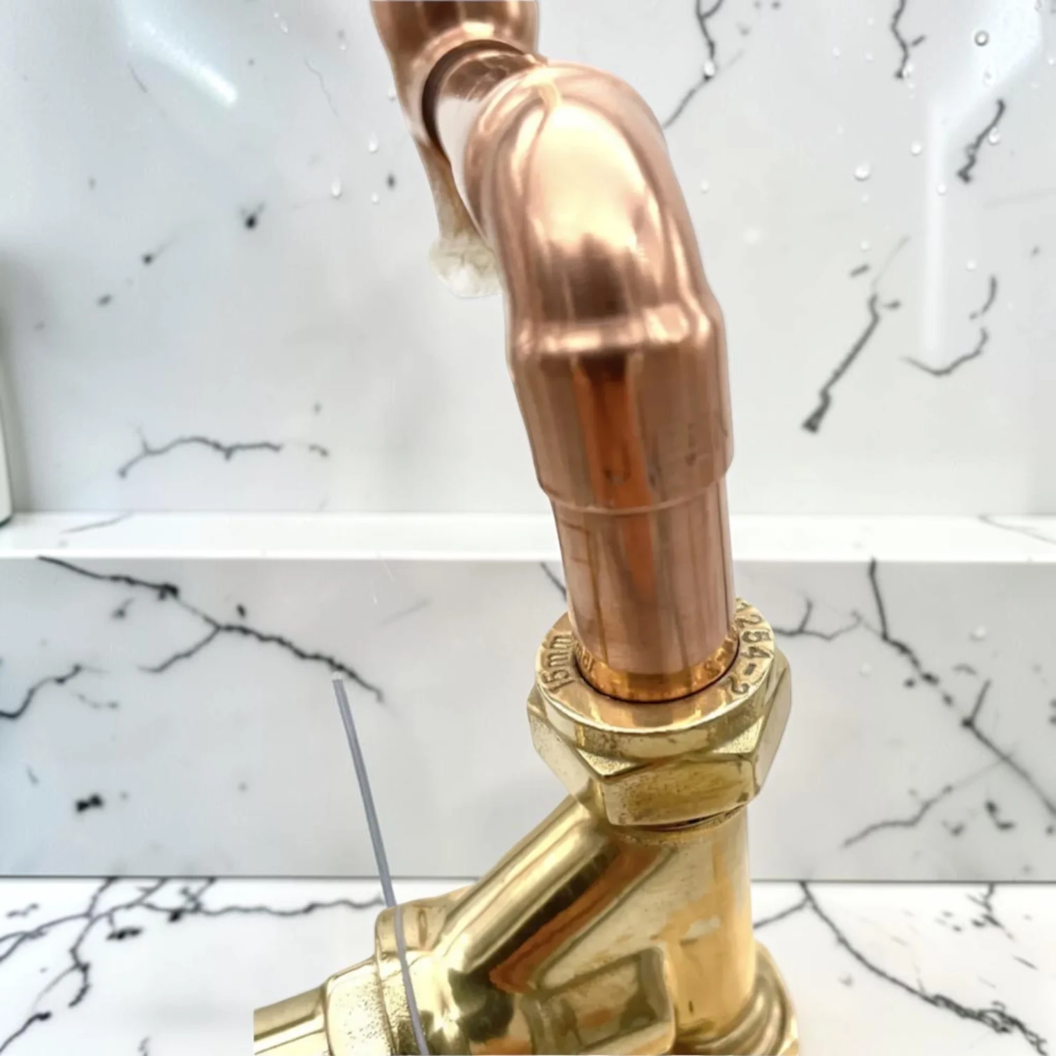Crafted Solid Copper And Brass Wall-Mounted Kitchen Mixer Tap - Custom-Fit For Belfast Sinks - 16cm, 25cm - most popular option - Image 12