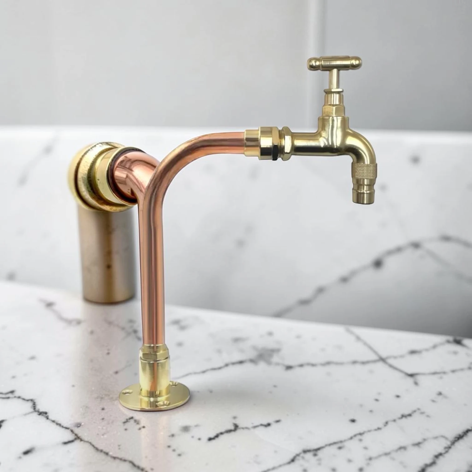 Adjustable Vintage Copper & Brass Tap - Crafted Wall-Mounted Faucet For Cloakroom, Camper Van, Or Utility Sink - Image 3