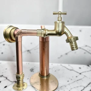 Crafted Vintage Copper & Brass Single Tap ?C Rustic Industrial Style For Wooden Countertops