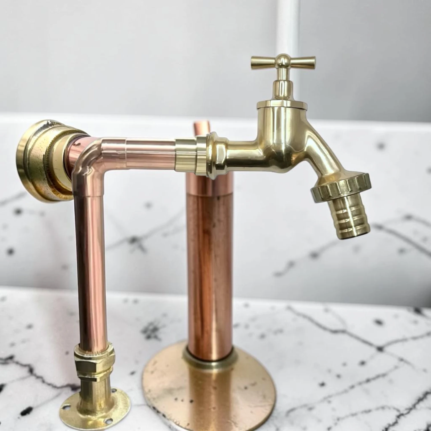 Crafted Vintage Copper & Brass Single Tap ?C Rustic Industrial Style For Wooden Countertops